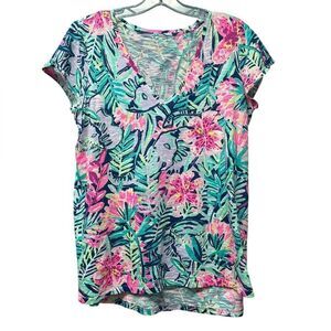 Lilly Pulitzer "Michelle" Multi-Color Short Sleeve Top Size M